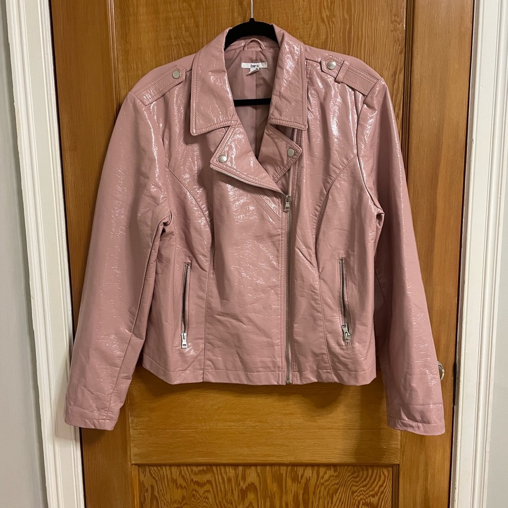 Bar III Blush Faux Leather Moto Jacket XXL